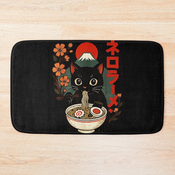 Item preview, Neko Ramen Black Cat Japanese Noodles Mount Fuji Foodie designed and sold by AmaXONIC.