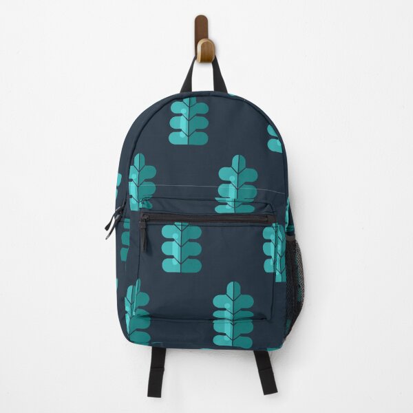 Item preview, Geometric Minimalist Teal Leaf Pattern on Dark Navy Blue designed and sold by AMS.