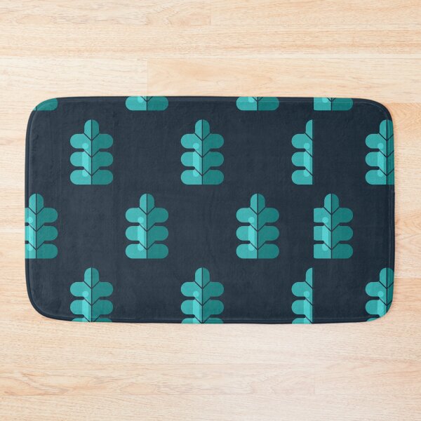 Item preview, Geometric Minimalist Teal Leaf Pattern on Dark Navy Blue designed and sold by AMS.