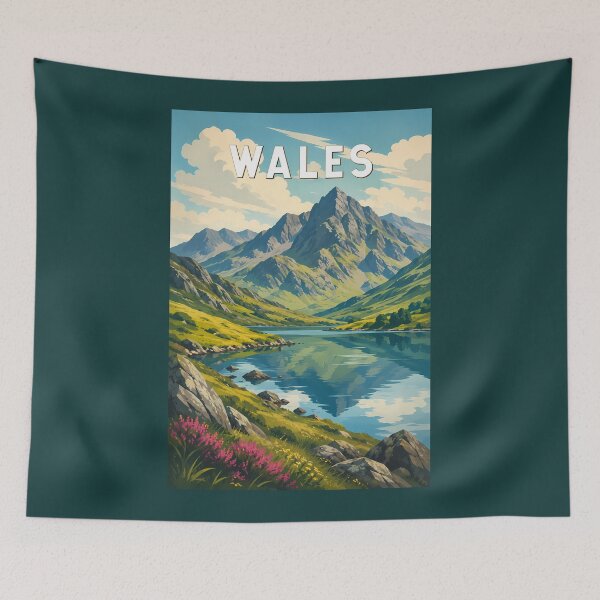 Item preview, Wales United Kingdom Illustration Travel Art Vintage designed and sold by KrisSidDesigns.