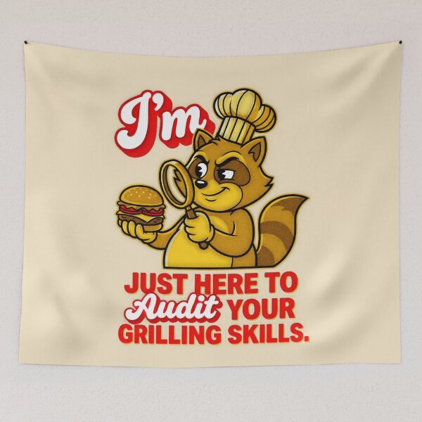 Item preview, I'm Just Here To Audit Your Grilling Skills Raccoon Chef Graphic — Funny BBQ Cookout Humor  designed and sold by SkTee2k.