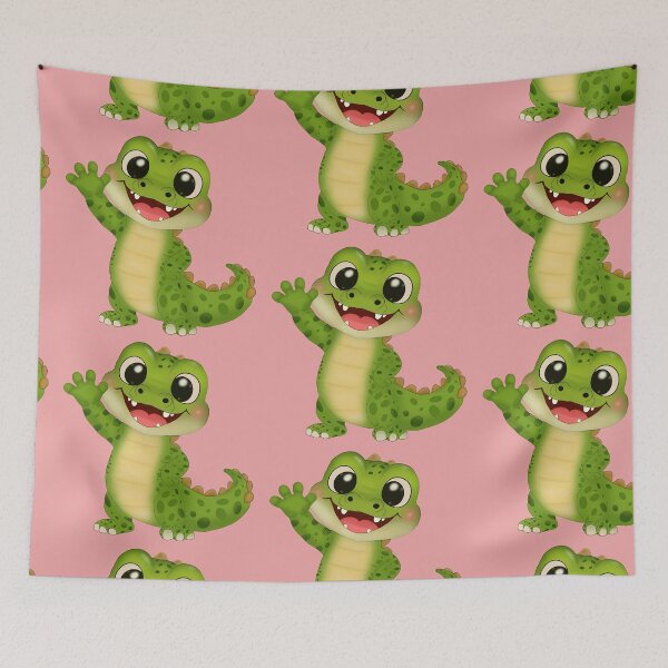 Item preview, Cute Baby Crocodile Waving Happy Alligator Cartoon designed and sold by Witsnu7356.