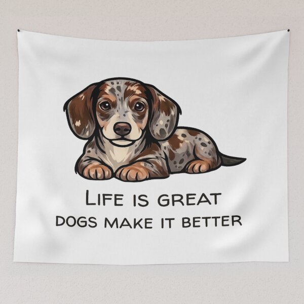 Item preview, Dapple Dachshund "Life is Great" Unisex T-Shirt designed and sold by leilalongdogstudio01.