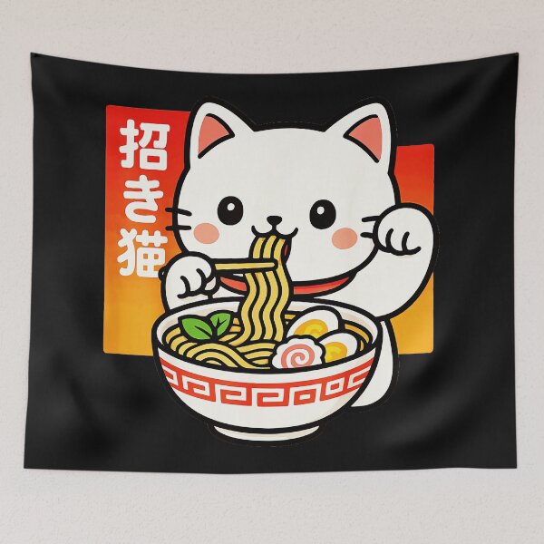Item preview, Maneki Neko Ramen Cat Japanese Foodie designed and sold by AmaXONIC.