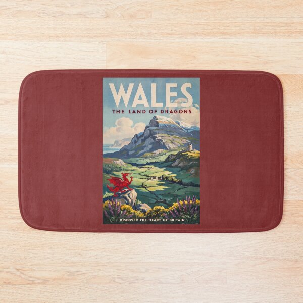 Item preview, Wales Dragon Illustration Travel Art Vintage designed and sold by KrisSidDesigns.