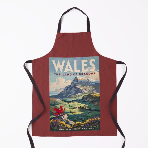 Item preview, Wales Dragon Illustration Travel Art Vintage designed and sold by KrisSidDesigns.