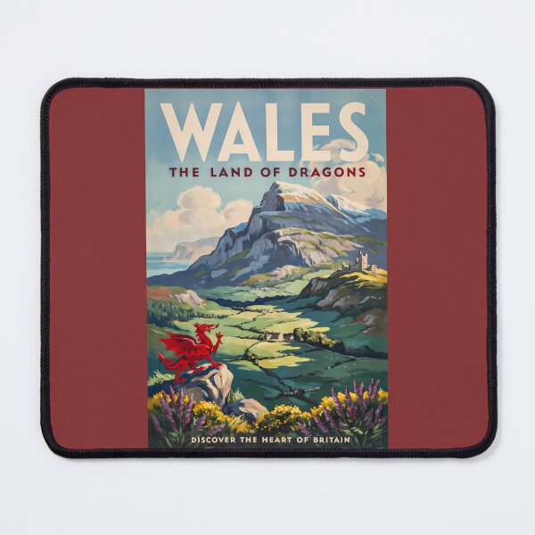 Item preview, Wales Dragon Illustration Travel Art Vintage designed and sold by KrisSidDesigns.