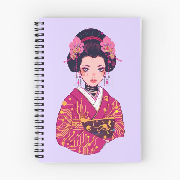Item preview, Cyberpunk Geisha Circuit Kimono - Tech Japanese Geisha Anime Pink Futuristic Art designed and sold by kummo-0319.