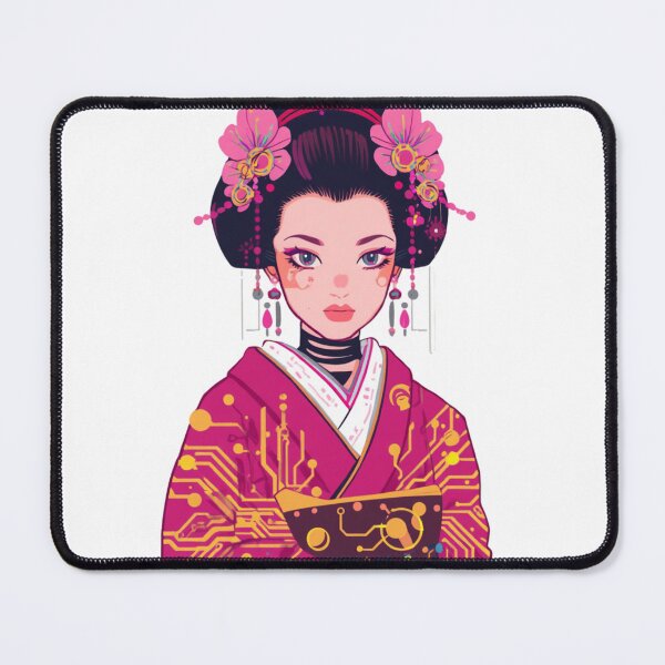 Item preview, Cyberpunk Geisha Circuit Kimono - Tech Japanese Geisha Anime Pink Futuristic Art designed and sold by kummo-0319.