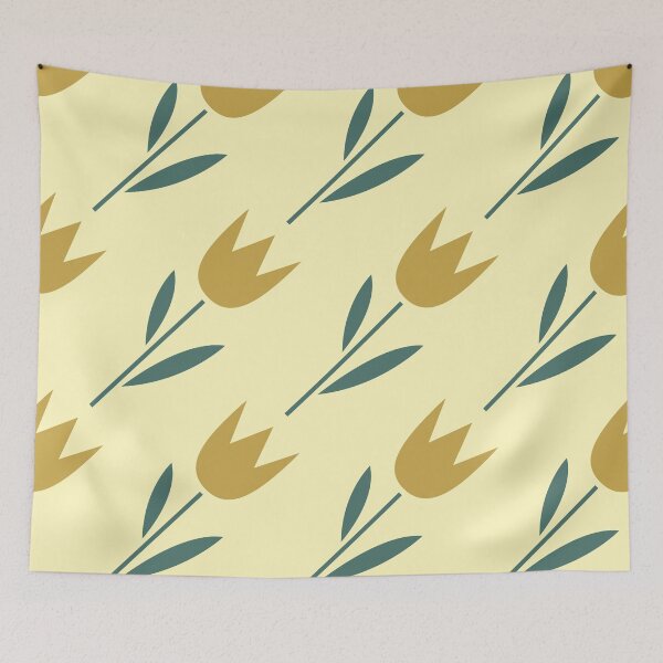 Item preview, Danish Pastel Minimalist Tulip Flower Pattern in Butter Yellow designed and sold by AMS.