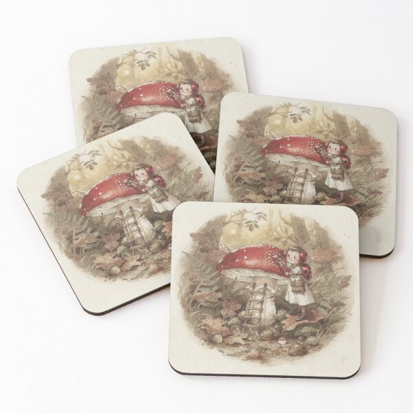 Item preview, Ladybird Folk Painting Toadstool Spots Storybook Art designed and sold by PictorialWhimsy.