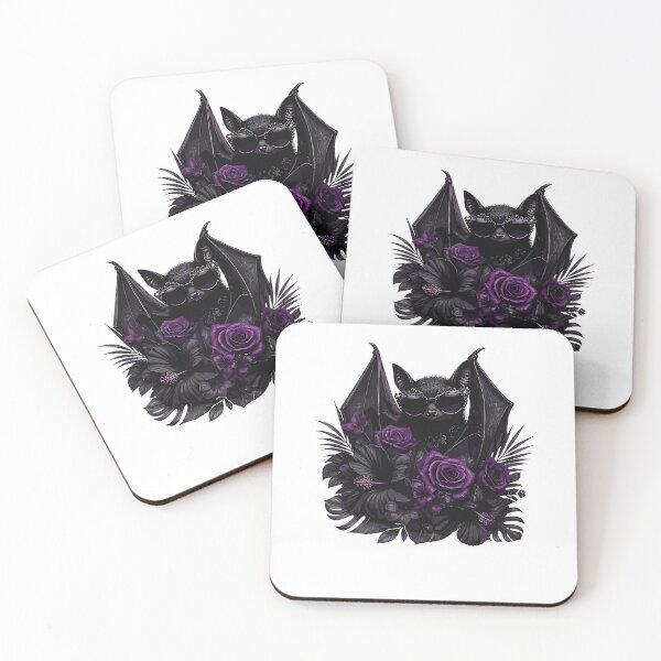 Item preview, Vampire Bat With Sunglasses Gothic Purple Roses Dark Academia designed and sold by phoebelevine.