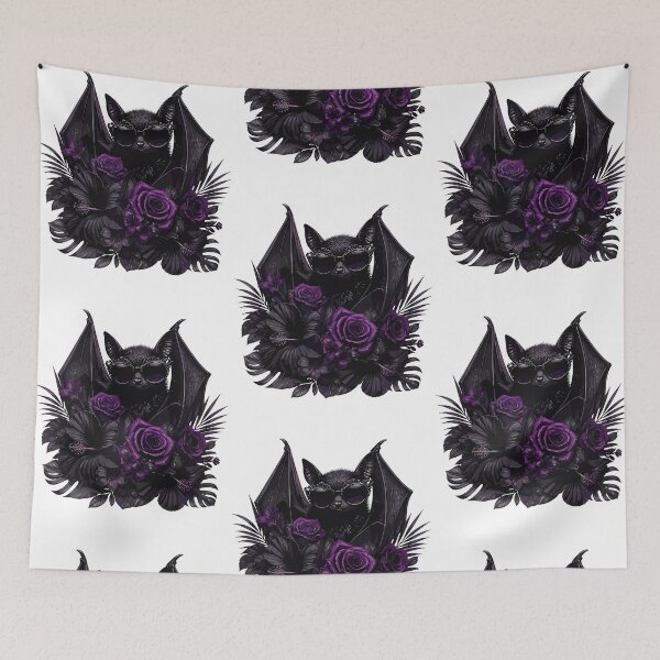 Item preview, Vampire Bat With Sunglasses Gothic Purple Roses Dark Academia designed and sold by phoebelevine.