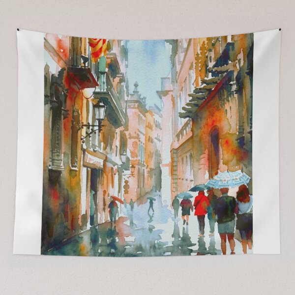 Item preview, Barcelona Gothic Quarter Rainy Street designed and sold by caracatita75.