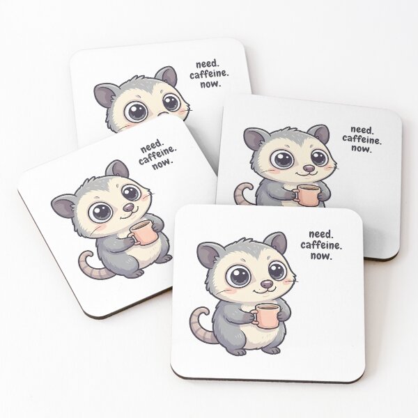 Item preview, Funny Opossum Need Caffeine Now Sticker designed and sold by YALLABUY.