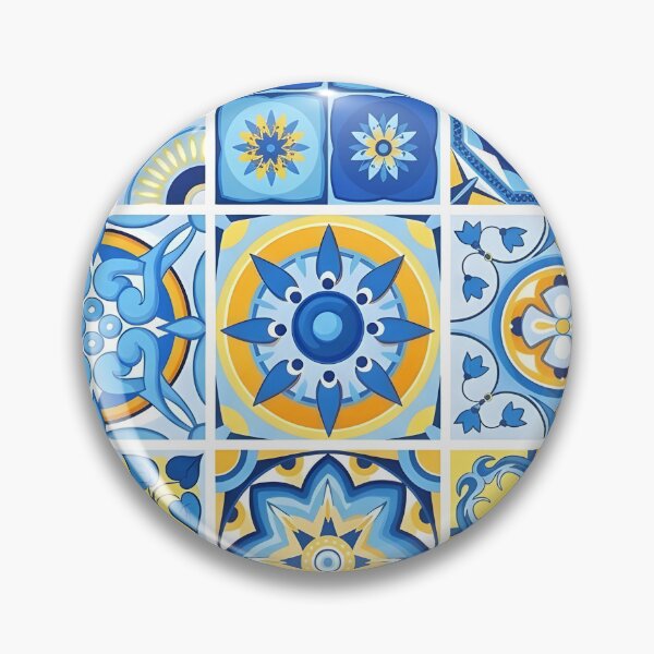 Item preview, Mediterranean Azulejo Tile Pattern | Seamless Blue and Yellow Majolica | Portuguese Ceramic Aesthetic designed and sold by SergioMiklos.