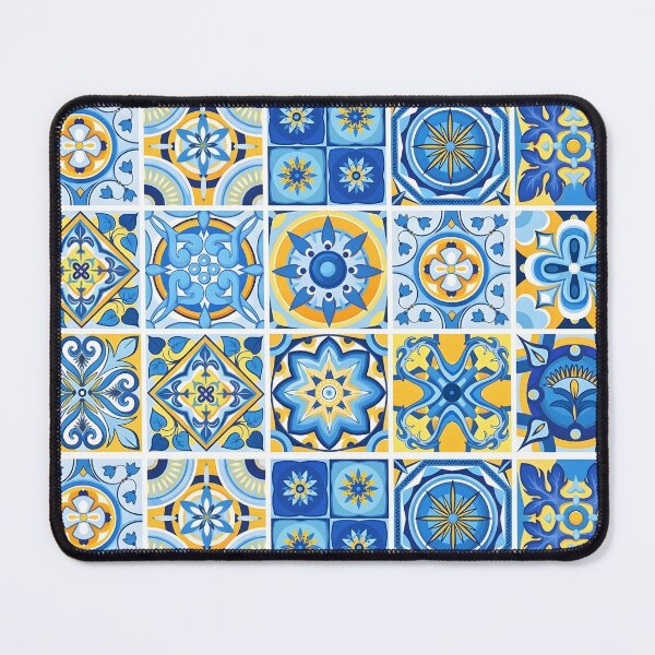Item preview, Mediterranean Azulejo Tile Pattern | Seamless Blue and Yellow Majolica | Portuguese Ceramic Aesthetic designed and sold by SergioMiklos.