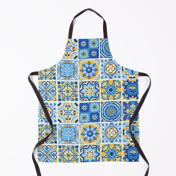 Item preview, Mediterranean Azulejo Tile Pattern | Seamless Blue and Yellow Majolica | Portuguese Ceramic Aesthetic designed and sold by SergioMiklos.