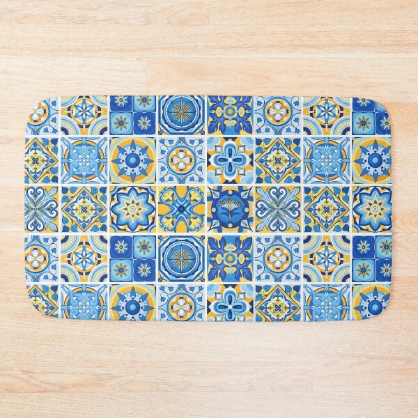 Item preview, Mediterranean Azulejo Tile Pattern | Seamless Blue and Yellow Majolica | Portuguese Ceramic Aesthetic designed and sold by SergioMiklos.