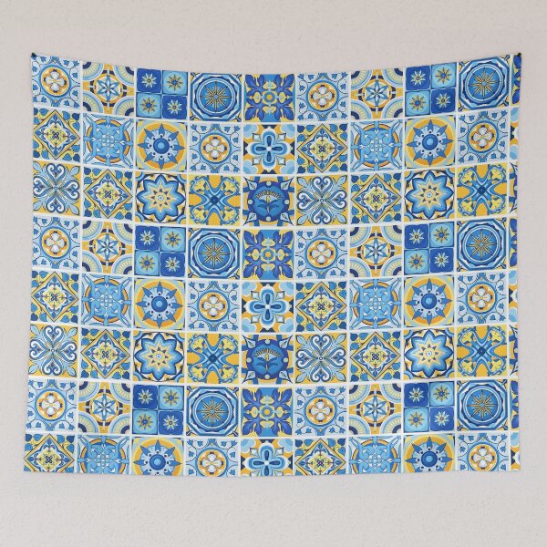 Item preview, Mediterranean Azulejo Tile Pattern | Seamless Blue and Yellow Majolica | Portuguese Ceramic Aesthetic designed and sold by SergioMiklos.