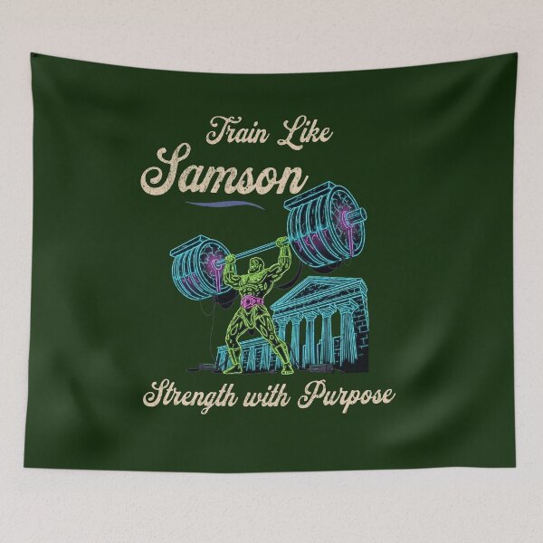 Item preview, Train Like Samson - Biblical Strength Gym Motivation - Dark Edition designed and sold by HeHeStudio.