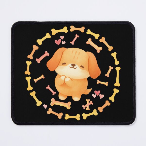 Item preview, Kawaii Watercolor Puppy with Hearts and Bone Wreath designed and sold by SunandShade.