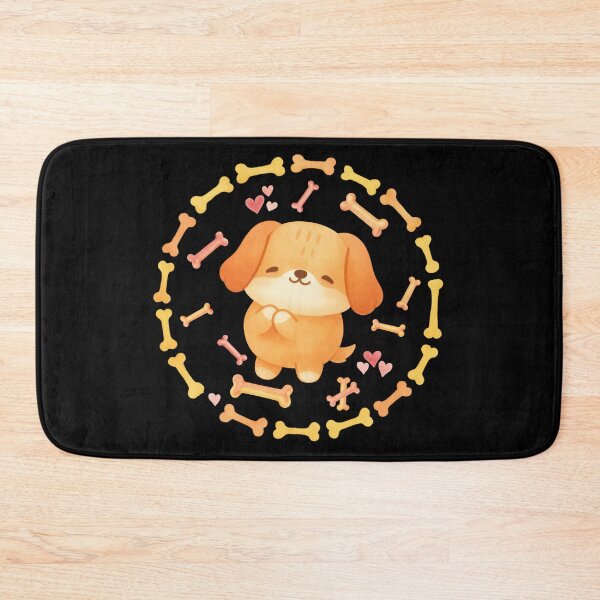 Item preview, Kawaii Watercolor Puppy with Hearts and Bone Wreath designed and sold by SunandShade.