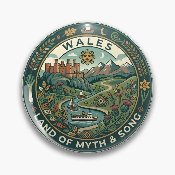 Item preview, Wales Illustration Travel Art Badge designed and sold by KrisSidDesigns.
