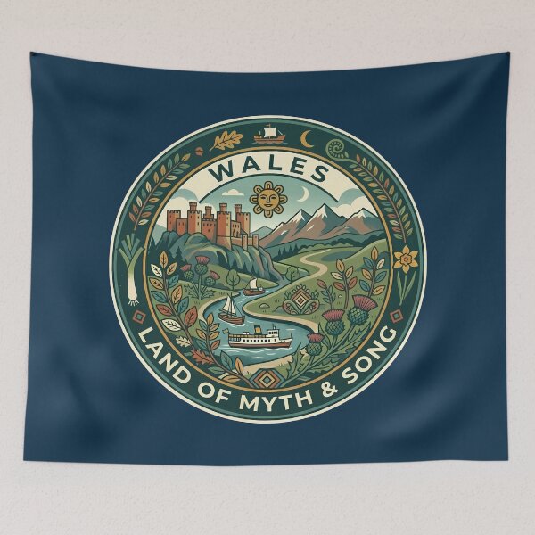 Item preview, Wales Illustration Travel Art Badge designed and sold by KrisSidDesigns.