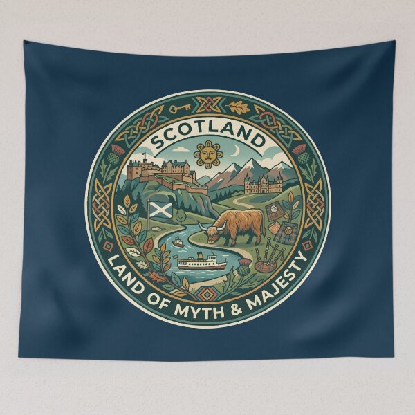 Item preview, Scotland Illustration Travel Art Badge designed and sold by KrisSidDesigns.