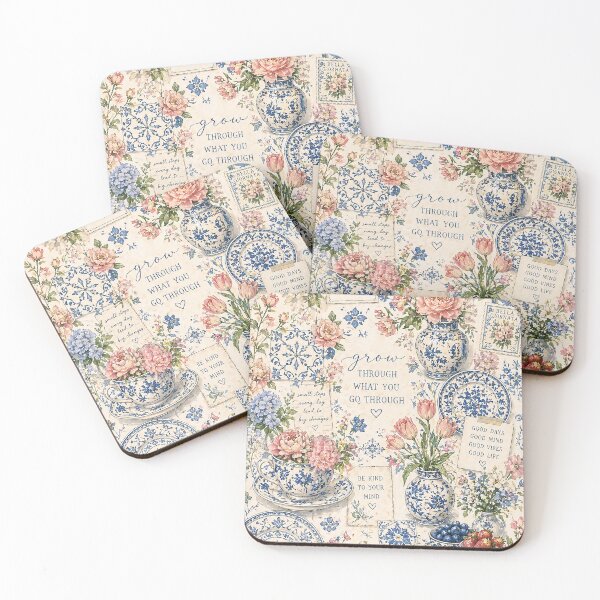 Item preview, Italian Blue & White Floral Collage | Vintage Cottagecore Botanical Pattern designed and sold by Roya10.