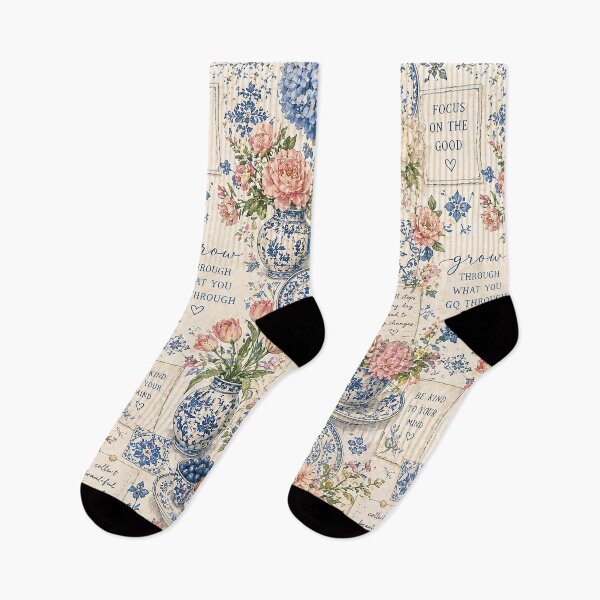 Item preview, Italian Blue & White Floral Collage | Vintage Cottagecore Botanical Pattern designed and sold by Roya10.