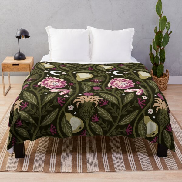 Item preview, Midnight Fruit Garden - Fuchsia and Olive Green designed and sold by kobyakov.
