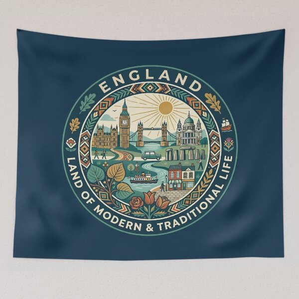 Item preview, England Illustration Travel Art Badge designed and sold by KrisSidDesigns.