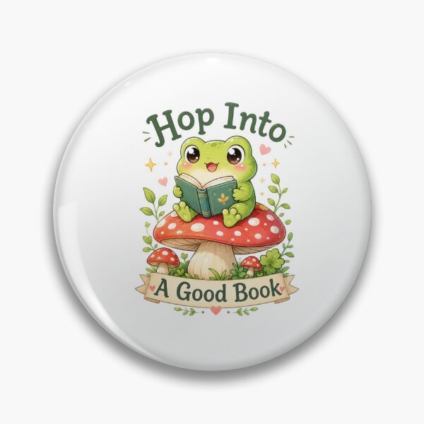 Item preview, Hop Into A Good Book – Cute Frog Reading on Mushroom designed and sold by MotylekAnia.