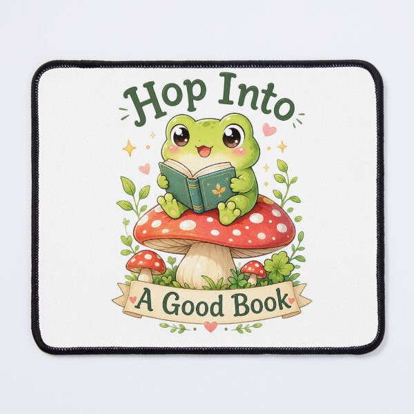 Item preview, Hop Into A Good Book – Cute Frog Reading on Mushroom designed and sold by MotylekAnia.