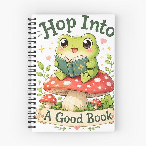 Item preview, Hop Into A Good Book – Cute Frog Reading on Mushroom designed and sold by MotylekAnia.