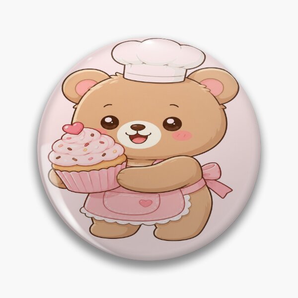 Item preview, Cute Baker Bear Holding Cupcake Cartoon Art designed and sold by StickersHul.