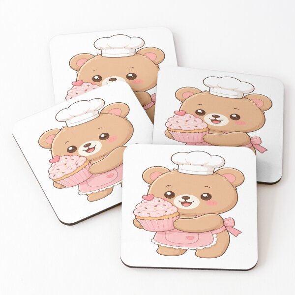 Item preview, Cute Baker Bear Holding Cupcake Cartoon Art designed and sold by StickersHul.