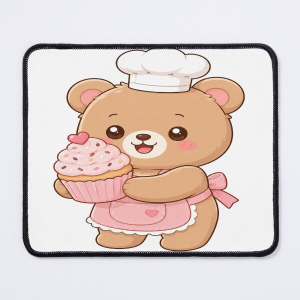 Item preview, Cute Baker Bear Holding Cupcake Cartoon Art designed and sold by StickersHul.