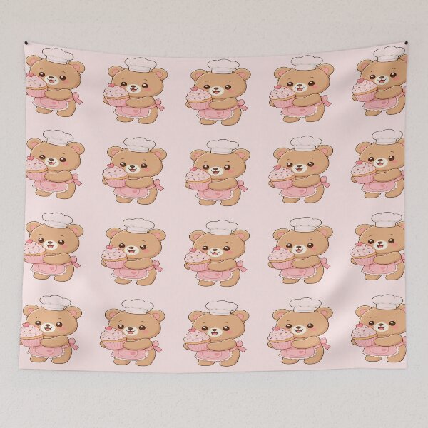 Item preview, Cute Baker Bear Holding Cupcake Cartoon Art designed and sold by StickersHul.