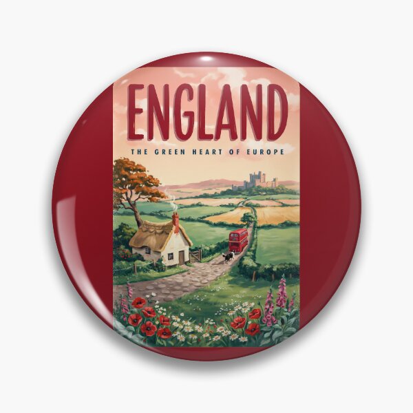 Item preview, England Countryside Illustration Travel Art Vintage designed and sold by KrisSidDesigns.