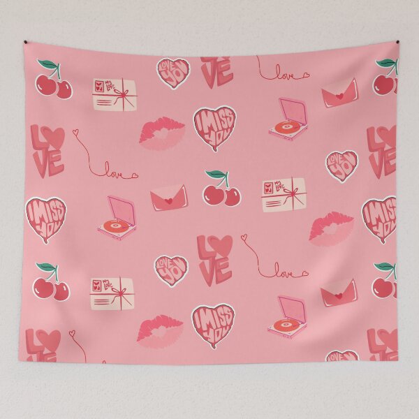 Item preview, Cute Pink Retro Valentine Cherry and Love Letters Sticker Pack designed and sold by NinaVibeStudio.