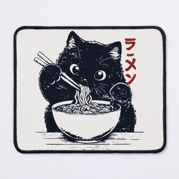 Item preview, Ramen Cat Eating Noodles Japanese Food Lover designed and sold by AmaXONIC.