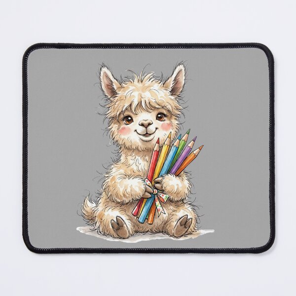 Item preview, Cute Watercolor Alpaca Llama holding Colored Pencils Art designed and sold by BreezifyDesignStudio.