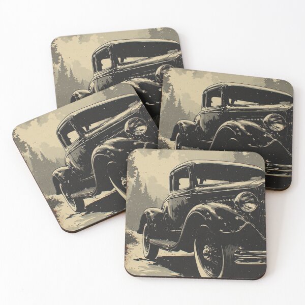 Item preview, Vintage Black Car in Forest Monochromatic Ink Wash Art designed and sold by Resolution Retro.