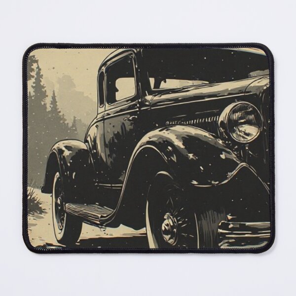 Item preview, Vintage Black Car in Forest Monochromatic Ink Wash Art designed and sold by Resolution Retro.