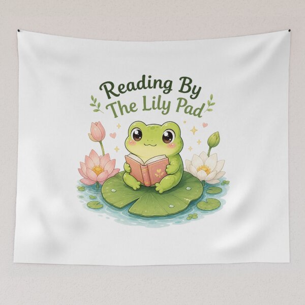 Item preview, Reading By The Lily Pad – Cute Frog Book Lover Design designed and sold by MotylekAnia.