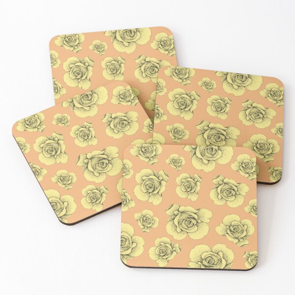 Item preview, Vintage Yellow Stipple Roses on Peach designed and sold by Flower Magic .