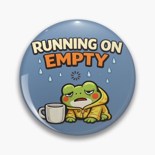 Item preview, Running on Empty Burnout Frog Funny Coffee Lover Mental Health Sticker  Tired Office Worker Cartoon Frog designed and sold by  Artistry in Motion by MADsrecreation.
